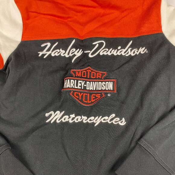 Harley Davidson Women's Classic Orange Black White Colorblock Hoodie Size M - Picture 6 of 16